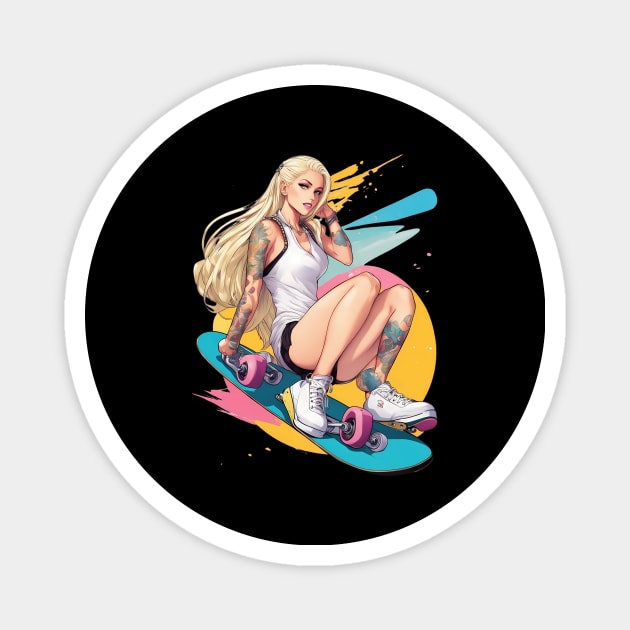 Skateboard Girl Magnet by animegirlnft